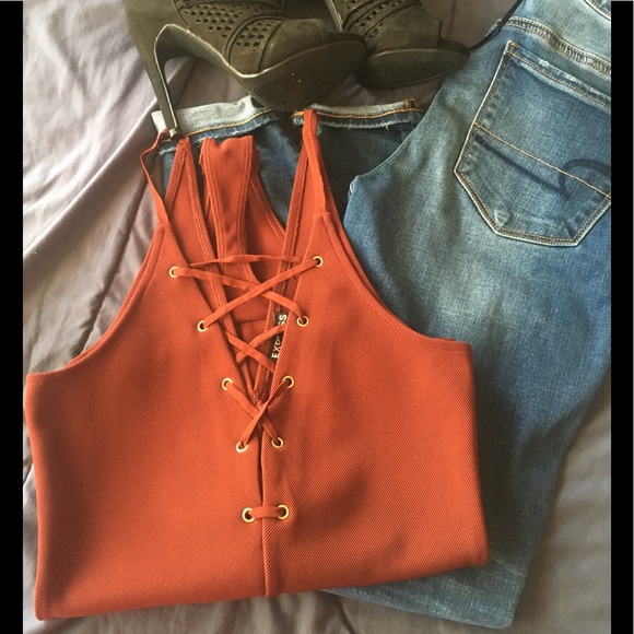 Express Tops - Burnt orange brown body suit